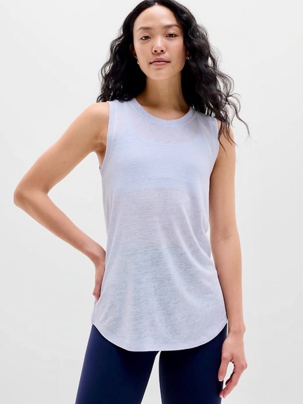 Athleta White Sleeveless Tank Top Size L Modal Blend Like New